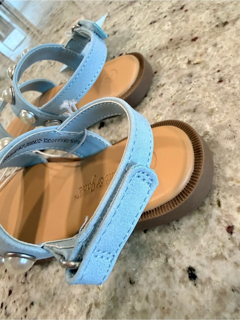 Cat & Jack Light Blue Pearl Accent Girls Sandals NWT